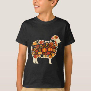 Camiseta Otoño Calabaza Caída Oveja Acción de Gracias Mujer