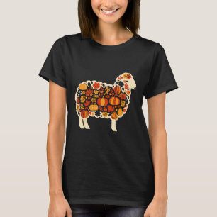 Camiseta Otoño Calabaza Caída Oveja Acción de Gracias Mujer