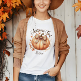 Camiseta otoño Chica personalizado acuarela calabaza caída 
