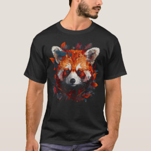 Camiseta Otoño de arte de Panda Rojo deja panda rojo animal