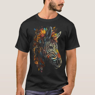 Camiseta Otoño de cebra deja arte colorido zoológico zoológ