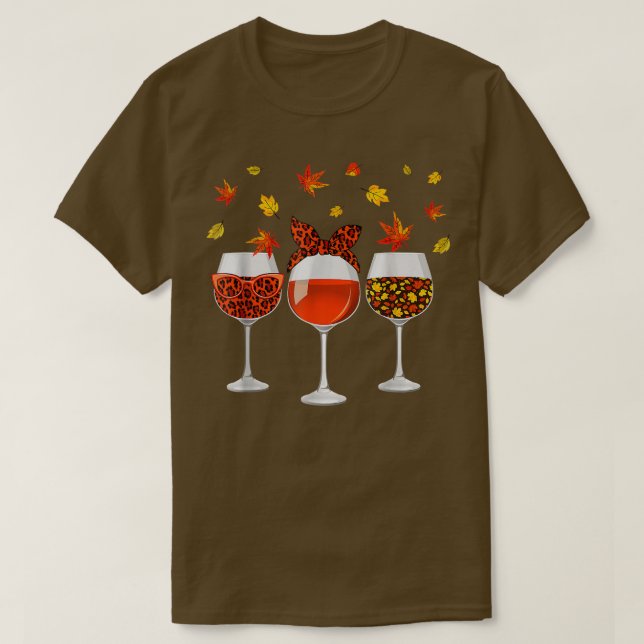 Camiseta Otoño de Leopardo de los lentes de vino (Diseño del anverso)