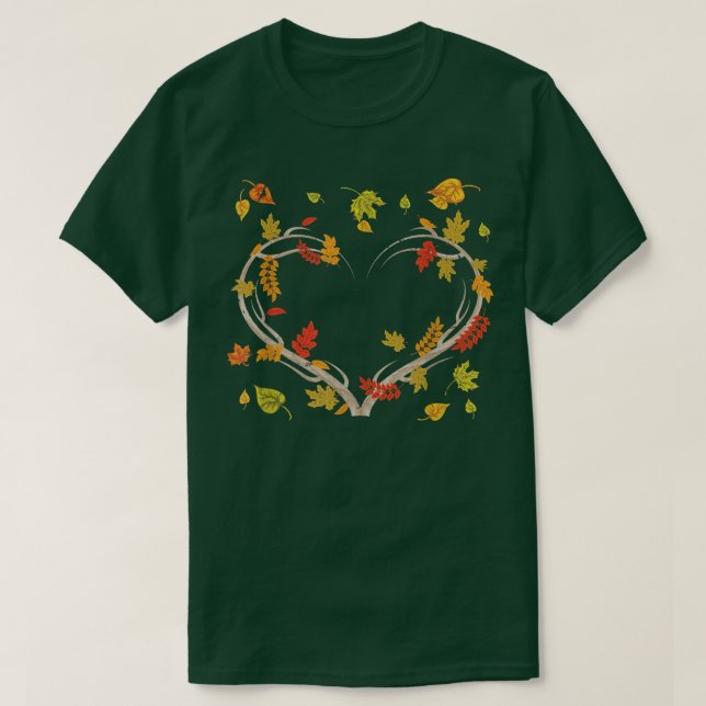Camiseta Otoño deja a la naturaleza del corazón amor Thanks (Diseño del anverso)