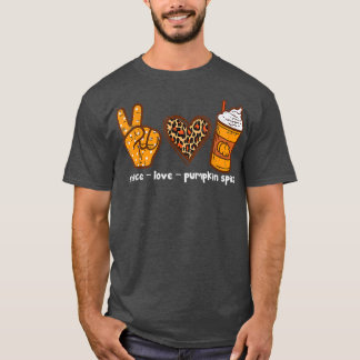 Camiseta Otoño deja divertida paz amor calabaza diseño de e