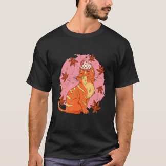 Camiseta Otoño deja una acogedora temporada de gato otoño