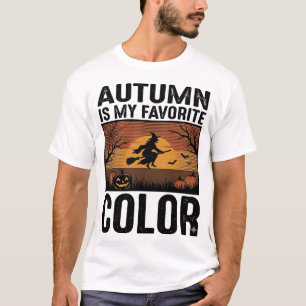 Camiseta Otoño es mi color favorito Diseño de bruja de Hall