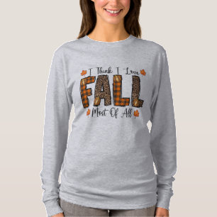 Camiseta Otoño Estampado de Plaid de Búfalo y Leopardo Me E