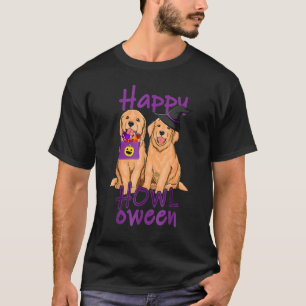 Camiseta Otoño Golden Retriever Halloween Feliz Howl O Ween