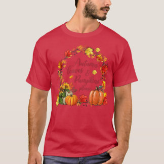 Camiseta Otoño hojas y calabazas por favor otoño