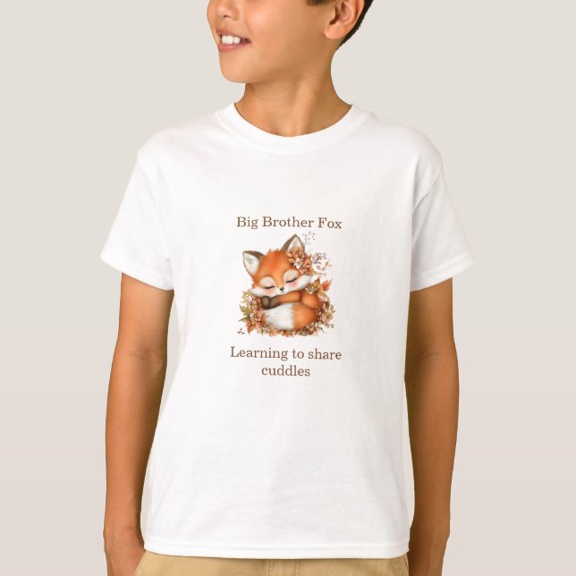 Camiseta Otoño Little Fox Baby Shower "Gran Hermano" (Anverso)