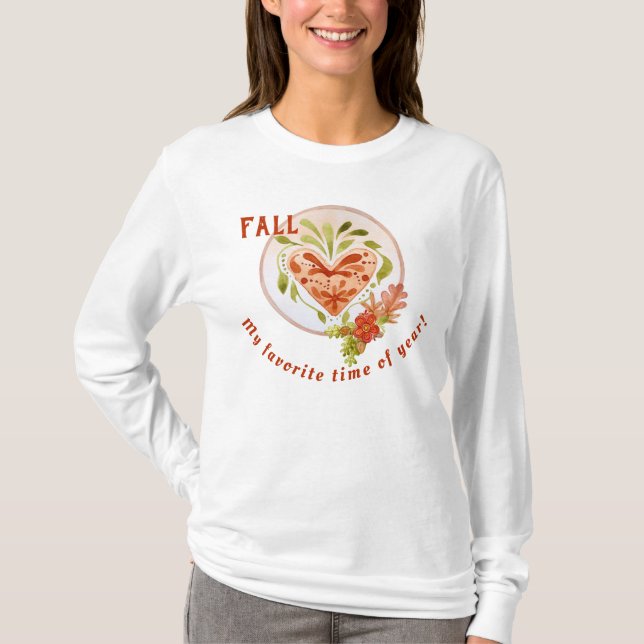 Camiseta Otoño - Mi momento favorito del año - Corazón flor (Anverso)