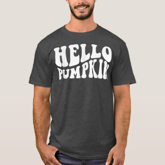 Camiseta Otoño Otoño Hola Calabaza Retro WavyAcción de Grac