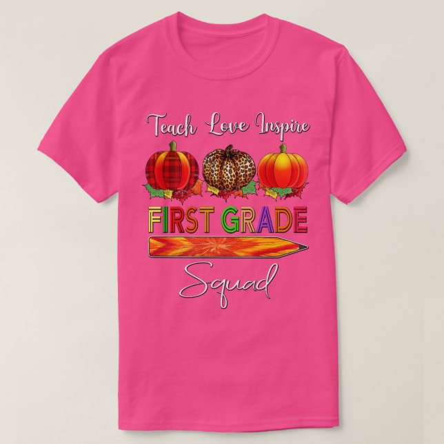 Camiseta Otoño Primer Grado Maestra Escuadrón de empate de  (Diseño del anverso)
