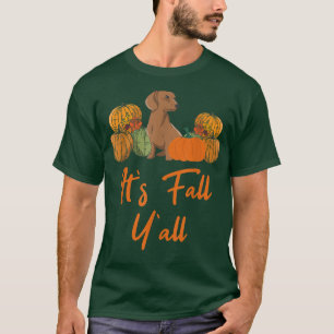 Camiseta Otoño Yall Dachshund Calabaza Otoño Caer Perro Lo