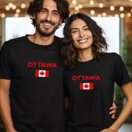 Camiseta Ottawa Canadá Bandera canadiense color oscuro