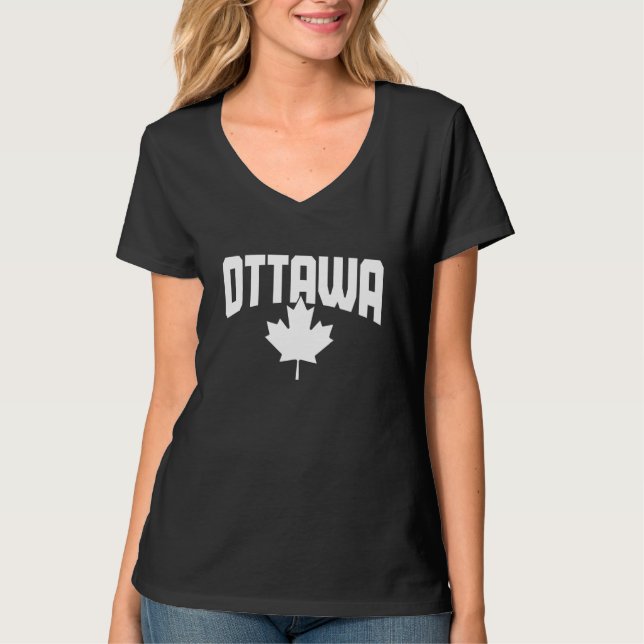 Camiseta Ottawa Quebec Canada Maple Leaf Red Canadian Flag  (Anverso)