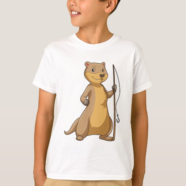 Camiseta Otter as Fisher con barra de pesca (Anverso)