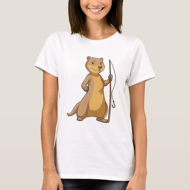 Camiseta Otter as Fisher con barra de pesca (Anverso)