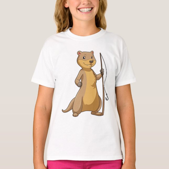 Camiseta Otter as Fisher con barra de pesca (Anverso)