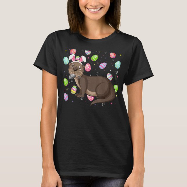 Camiseta Otter Bunny Easter Egg Funny Sea Otter Easter Su (Anverso)
