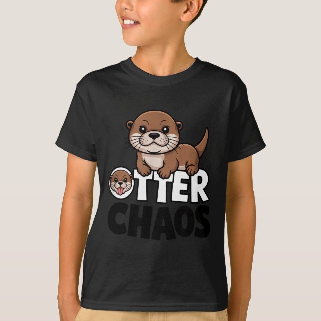 Camiseta Otter Chaos Funny Animal Lover Cute Pun Sayings Qu (Anverso)