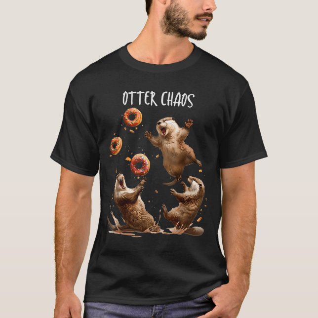 Camiseta Otter Chaos Funny Bagel Fighting Sea Otters Pun An (Anverso)