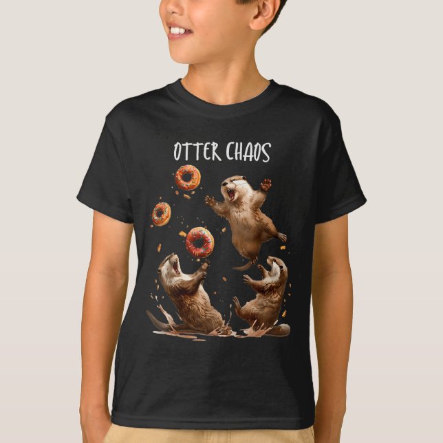 Camiseta Otter Chaos Funny Bagel Fighting Sea Otters Pun An (Anverso)