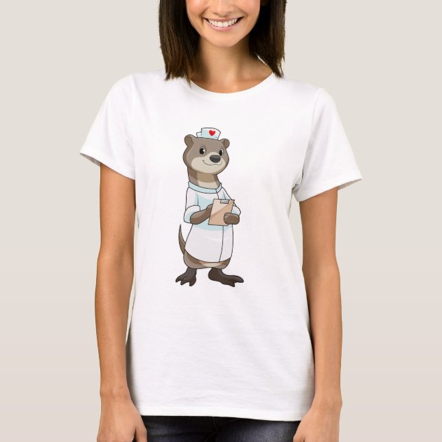 Camiseta Otter como enfermera con corazón (Anverso)
