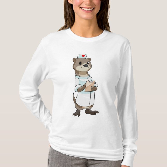 Camiseta Otter como enfermera con corazón (Anverso)