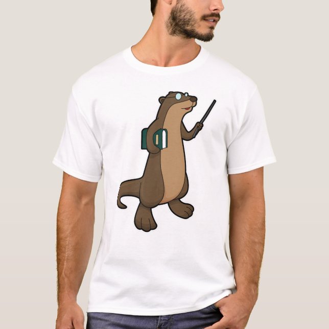 Camiseta Otter como profesor con libro y puntero (Anverso)