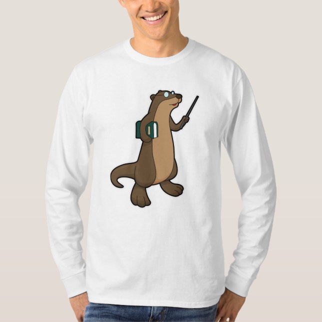 Camiseta Otter como profesor con libro y puntero (Anverso)