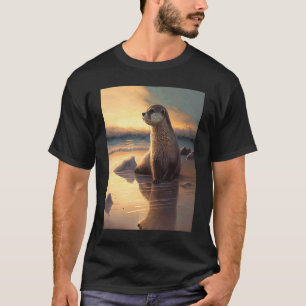 Camiseta Otter de mar Retro Tubo de sol 3
