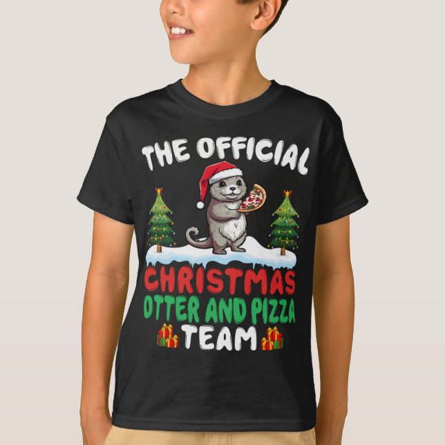 Camiseta Otter Eating Zza Santa Hat Xmas Light Christmas  (Anverso)