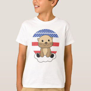 Camiseta Otter En La Bandera Estadounidense Del 4 De Julio