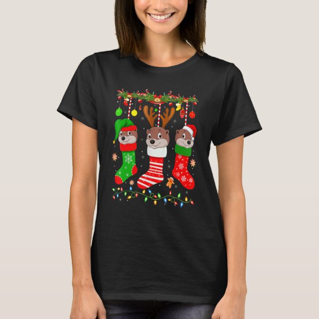 Camiseta Otter In Christmas Socks Lights Otter Xmas (Anverso)