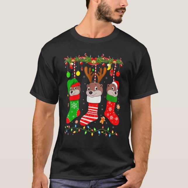 Camiseta Otter In Christmas Socks Lights Otter Xmas (Anverso)