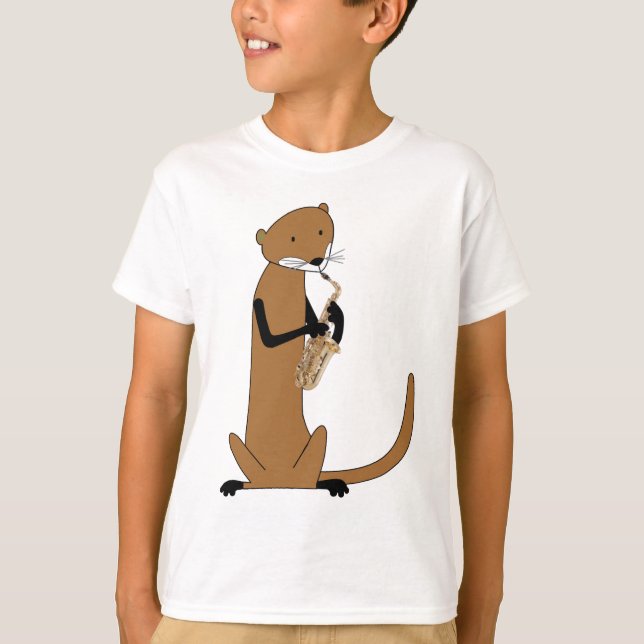 Camiseta Otter jugando al saxofón (Anverso)