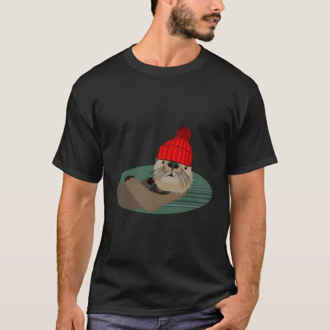 Camiseta Otter Lleva Una Beanie (Anverso)