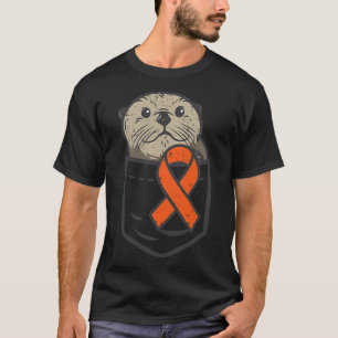 Camiseta Otter Naranja Ribbon Pocket Leukemia Hombres de Co