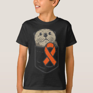Camiseta Otter Naranja Ribbon Pocket Leukemia Hombres de Co