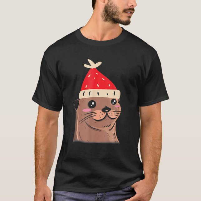 Camiseta Otter Navidades feos Gingerbread Stocking Holly Gi (Anverso)