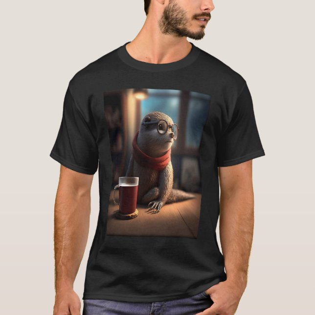 Camiseta Otter Nerd Otter Coffing 1 (Anverso)