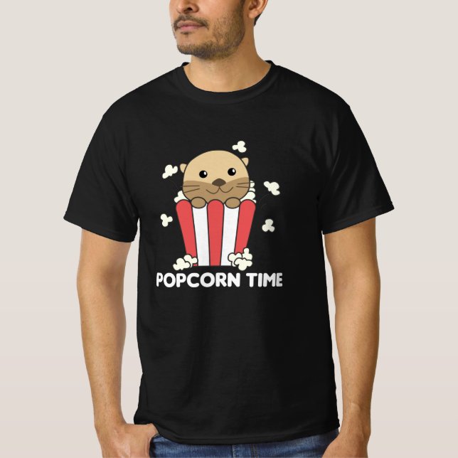 Camiseta Otter Popcorn Time Whats Poppin Funny Pun (Anverso)