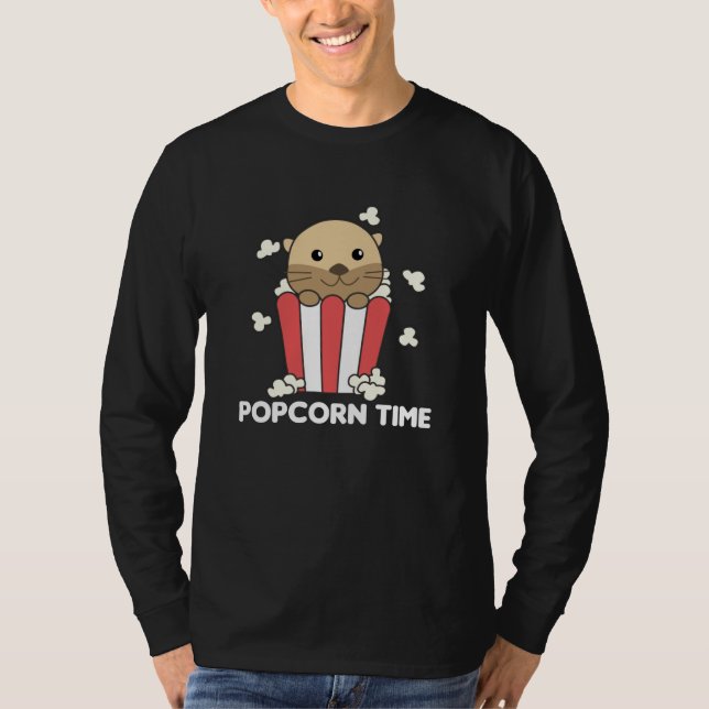 Camiseta Otter Popcorn Time Whats Poppin Funny Pun (Anverso)