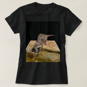 Camiseta Otter Popout Art, Ladies Black T-shirt