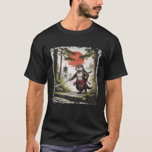 Camiseta Otter Samurai Con Espada En Estilo Vintage Japonés
