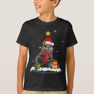 Camiseta Otter Santa Christmas Tree Lights