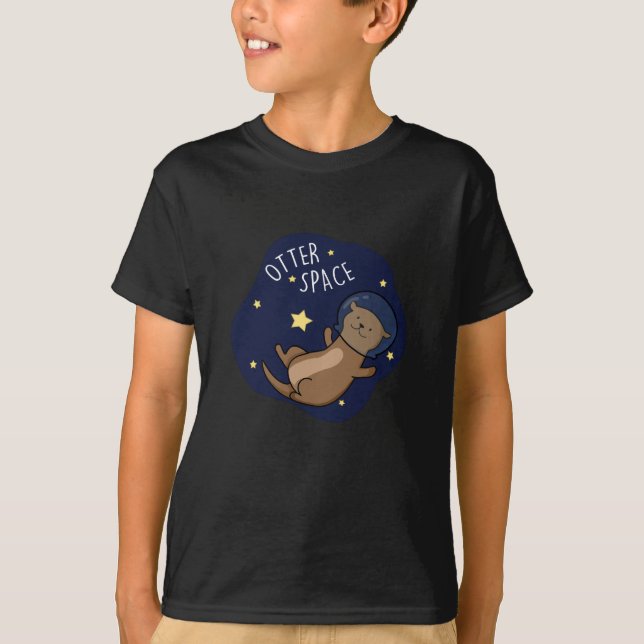 Camiseta Otter Space Funny Astronauta Otter Pun Dark BG (Anverso)