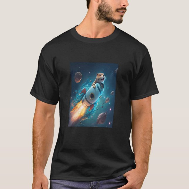 Camiseta Otter Space Puns Space Otter Riding A Rocket 2 (Anverso)