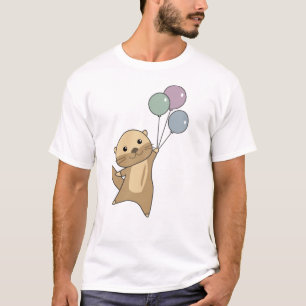 Camiseta Otter Sweet Animal vuela Con Globos Arriba